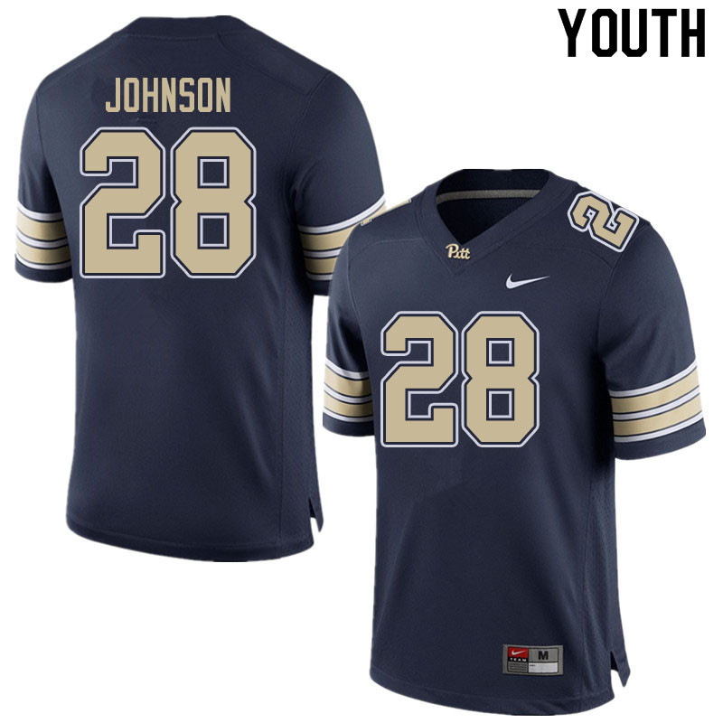 Youth #28 Kylan Johnson Pitt Panthers College Football Jerseys Sale-Home Navy